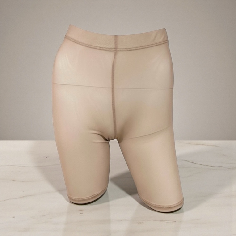 Beige Mesh Biker Mini Shorts
New